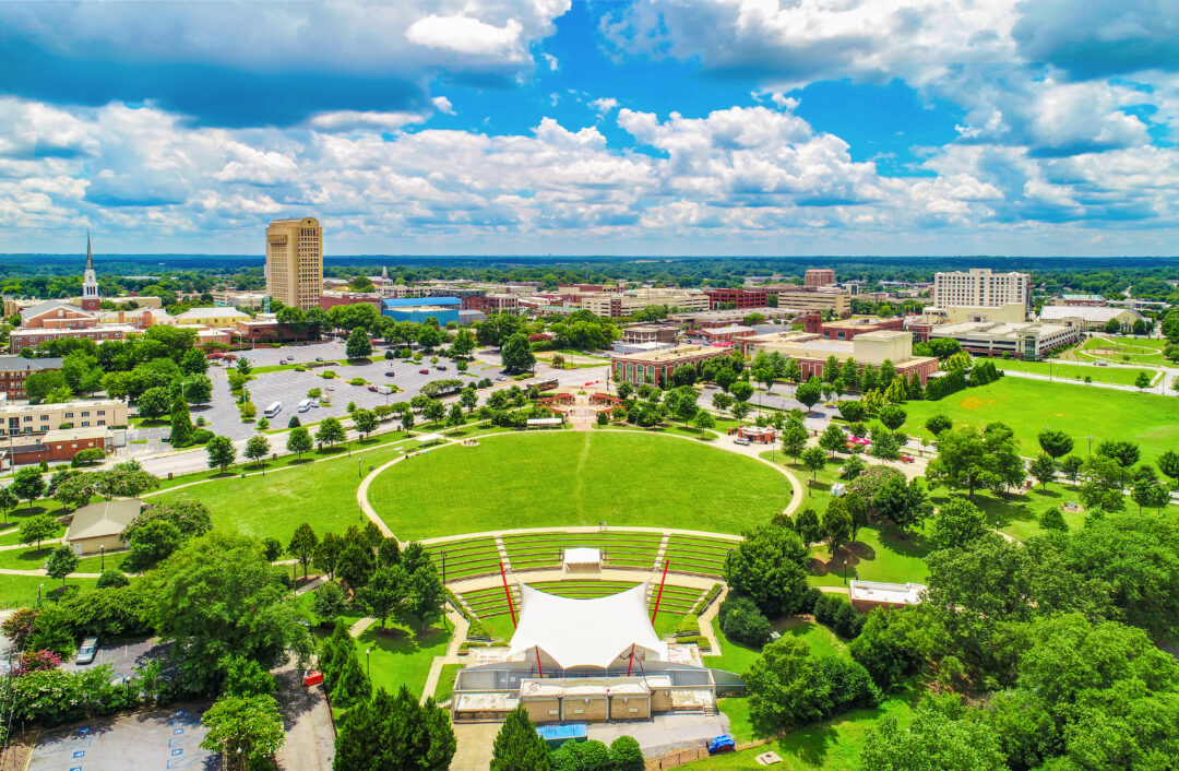 Drone Aerial of Spartanburg South Carolina SC Skyline