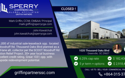 Closed! 21,000 sf Flex Facility at 1020 Thousand Oaks Blvd in Greenville, SC