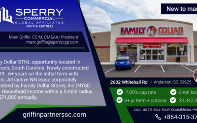 New to Market! Family Dollar STNL Investment at 2602 Whitehall Road in Anderson, SC