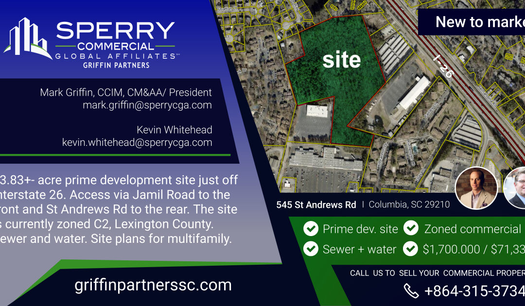 New to Market! 23 Ac Site Located at 545 St Andrews Rd in Columbia, SC